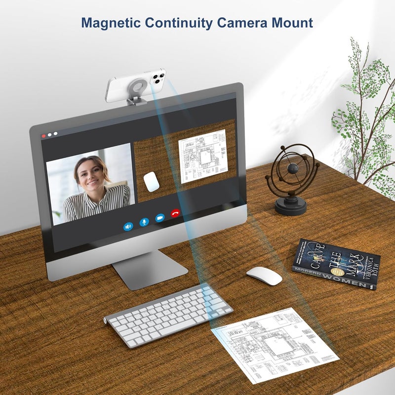 Itramax Continuity Camera Mount for Desktop Monitor,Magnetic Phone Holder for Webcam Compatible with iPhone 17 16 15 13 14 12,MagSafe,iOS 16 iMac & MacBook macOS 13 Ventura,Studio Display,TV,Silver - Image 5